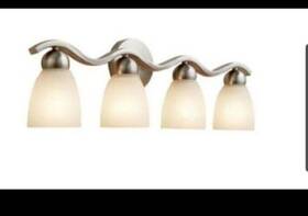 Fv18-116 Allen Roth And 4 Light Vanity Bar Brushed Nickel Finish-marble Washed Glass Shades