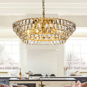 7071d71br Aloadecor 8 Lights W28 In Modern Glam Antique Gold Crystal Chandelier Luxury Diamond Ti