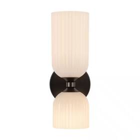 Wv442612mbgr Alora Mood Nelly 12 Inch 2-light 40-watt Matte Black/glossy Ribbed Vanity Light