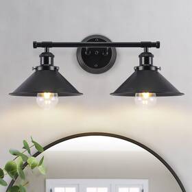 Zw021-bl02 Alynzee 2 Light Bathroom Vanity Fixtures Farmhouse Wall Sconce Matte Black Fini