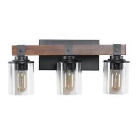 Yead-cyd0-tnt Amucolo 18.5 Inch 3-light Walnut Black Farmhouse Vanity Light Fixture Rustic
