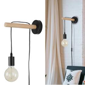 Anlampha 721421393815 Farmhouse Plug In Wall Sconce Black Lamp For Bedroom Bedside Reading Li