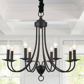 An2591 Anmuci An2591/8 Black Chandeliers 8-light Easy Installation Farmhouse Chandelier For Dining R