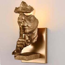 8101-1-gold Antsds Retro Decor Wall Sconce With Thinker Statue Face Gold Light Fixturs Scul
