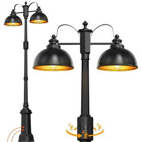Ra-10-01 Apoto 360 Motion Sensor Outdoor Post Lights With Gfci Outlet 2-head 4 Modes Dusk