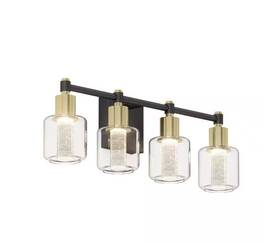 1009064363 Artika Champagne Globe 26 Inch 4 Light Black And Gold Led 5 Cct With Bubble Glass