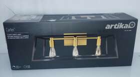 Artika 846979032549 Carter 3-light Vanity Light With Bulbs Steel Painted Black And Gold Finish