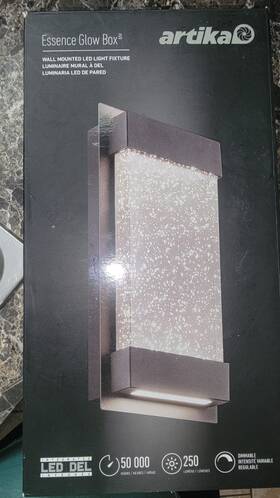Artika For Living Inc. Gb390l-hdbl Essence Glow Box Led Wall Sconce Dimmable 3000k 250lm 22w Black
