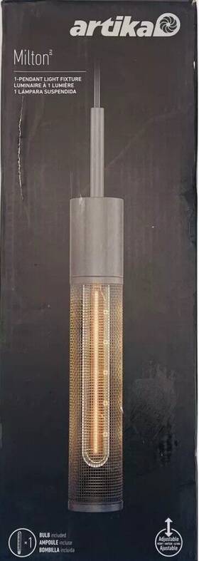 Mtn1l-hd1 Artika Milton 60-watt 1 Light Black Modern Pendant Fixture Metal Mesh Shad