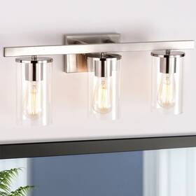 Rj-ws03 Asher 708111932905 3-light Vanity Light With Clear Glass Shades Model Brushed Nickel