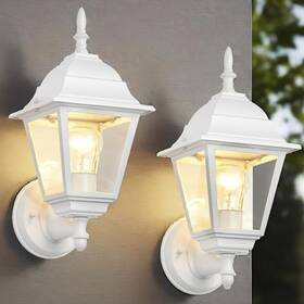 6242wh-1 Ashop Outdoor Wall Lantern 2 Pack White Waterproof Porch Light With Clear Glass Wea