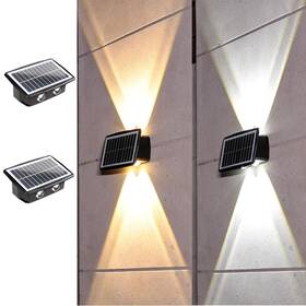 Et-0912 Aslidecor Solar Wall Lights Up Down 2 Pack 4 Led Sconce Waterproof Dec