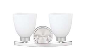 62203-1 Aspen Creative 811851032856 Satin Nickel Two Metal Bathroom Vanity Wall Light Fixture 13 Inch Wide