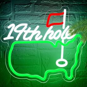 Jtld302 Attneon 19th Hole Neon Sign For Wall Decor Golf Light Man Cave Dimmable Gree