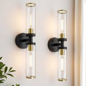 Wk003 Aulaiyi Upgraded Bathroom Sconces Black And Gold Wall Set Of Two Modern