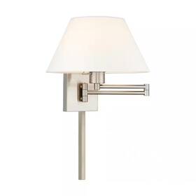 Aviance Lighting 445040579537 Atwood 1-light Brushed Nickel Plug-in/hardwired Swing Arm Wall Lamp With Off-whi