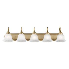 Hd07321 Aviance Lighting Bradley 36 Inch 5-light Antique Brass Vanity Light With White Alabaster Glass Hd07321 Aviance Lighting Bradley 36 Inch 5-light Antique Brass Vanity Light With White Alabaster Glass