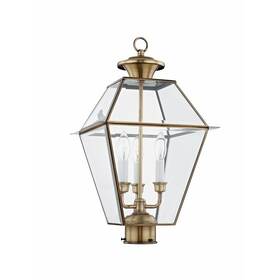 218-bel-1653426 Bailey Street Home 3 Light Outdoor Post Top Lantern In Farmhouse Style - 12 Inches Wide By 21.5