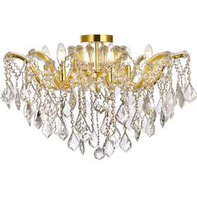 390-bel-3338622 Bailey Street Home Six Light Flush Mount-gold Finish-royal Cut Crystal Type - Ceiling Mount