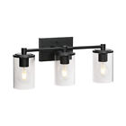 Bathroom Vanity Lights Glass Modern Indoor Black 3 Light Fixture