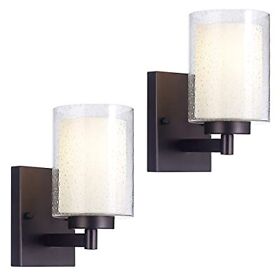Bathroom Wall Sconces Set Of 2 Dual Seedy Glass Lighting Oil
