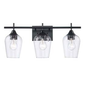 71833-bk Bel Air Lighting Kieran 21 Inch 3-light Black Bathroom Vanity Light Clear Glass