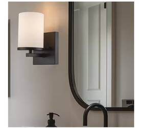 Cb-71841 Bel Air Lighting Cornerstone 1-light Black Wall Sconce Frosted Glass Shade Indoo