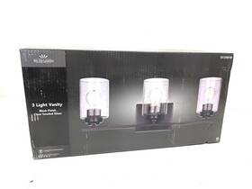 Cb-80523 Bel Air Lighting 22 Inch 3-light Black Vanity Light Seeded Glass New