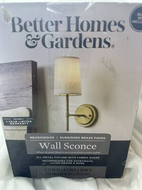 Better Homes & Gardens 058219071809 And Meadowood Light Wall Sconce Burnished Brass Finish
