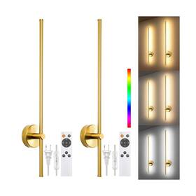 Hg01 Beupoel Plug In Wall Sconces Set Of Two 3000k-6000k Dimmable Led Modern Gold Lig Hg01 Beupoel Plug In Wall Sconces Set Of Two 3000k-6000k Dimmable Led Modern Gold Lig