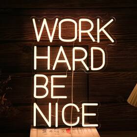 Bnemcezh 725833403841 Work Hard Be Nice Neon Sign For Wall Decor Warm White Light Powered By U
