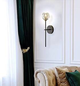 Bw1014-2 Bokt Mid Century Matte Black Crystal Wall Sconce Modern Light Fixture