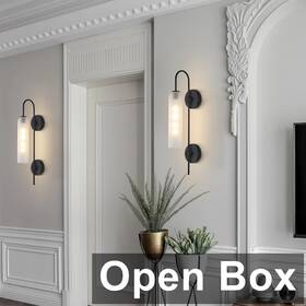 L0293e01g Bokt -1 Light Mid Century Modern Long Wall Sconce Black/white