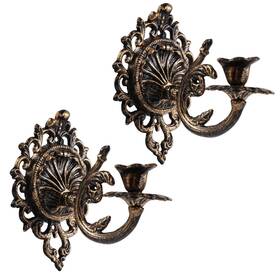 Bolifish 202403060006 Polifish Antique Gold Wall Candle Holder Set Of 2 Vintage Taper