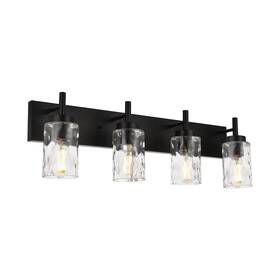 Blc-p-170 Bonlicht 4 Light Wall Vanity Bathroom Lights With Clear Hammered Glass In Bla