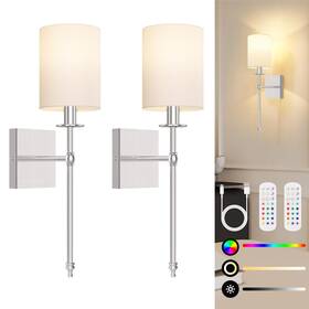 B0dz2lr3lt Bosceos 19.9 Inch Battery Operated Wall Sconces Set Of 2 With Remote Dimmable Brushed Nicke B0dz2lr3lt Bosceos 19.9 Inch Battery Operated Wall Sconces Set Of 2 With Remote Dimmable Brushed Nicke