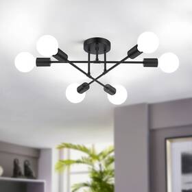 Jc21821.6 Bosceos Modern Sputnik Chandelier 6-light Industrial Ceiling Lights Fixture 22 Inch Black