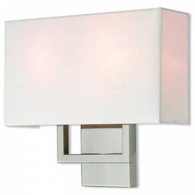 Bh-4752-1714415 Bowery Hill 13 Inch 2-light Metal And Fabric Wall Sconce In Brushed Nickel
