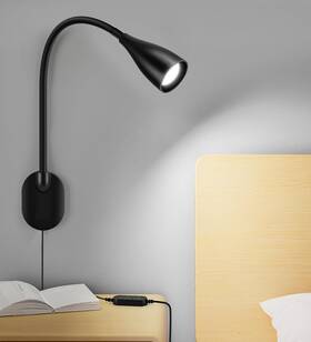 Hl-dl8010a-9 Branded01 Wall-mounted Led Bedside Reading Light With Usb Charging Port 10-level Dimmable