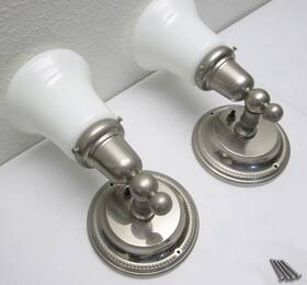 Cn-200-a4 Brass Light Gallery Usa Pair Carlton Nickel Sconces With Opal Trumpet Shades Switched