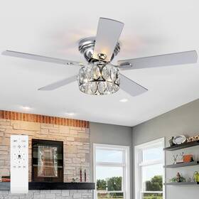 24001-ch Breezary 52 Inch Flush Mount Ceiling Fans With Lights Remote Control 5 Reversible Bla