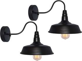 Brightess 696544101060 #61 Retro Black Wall Sconce Lighting Gooseneck Barn Flat Lights Indust