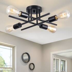 J0035-5 Brknit Sputnik Chandeliers Modern Semi Flush Mount Ceiling Light With E26 Base Mid