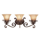 5057cz Bronze Grove Finish Vanity Carre Mocha Glass Cottage Fixture Wisp 3lt