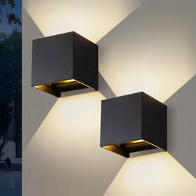 C Cattleya 702401271453 2-pack Black Aluminum Cube Led Wall Sconce With Adjustable