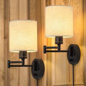 Lr-rth84 Caduke Plug In Wall Light Set Of 2 Swing Arm Lamps Modern Bedroom Sconce Fixt