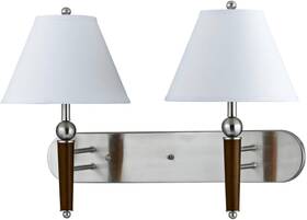 Cal Lighting & Accessories 020193160787 Modern Silver Wall Lamp Dual Light Rocker Switch Metal Shade