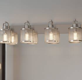Ivl626a04bn-m Canarmna 4-light Vanity Wall Light Brushed Nickel Mounted Metal Glass