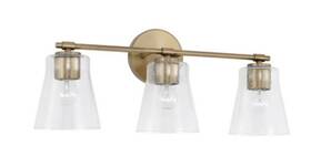 146931ad-533 Capital Lighting Baker 3 Light Vanity - Aged Brass / Clear Seeded
