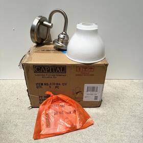 8301bn-128 Capital Lighting 8301-128 Brushed Nickel Baxter 1-light Bath Sconce Milk Glass